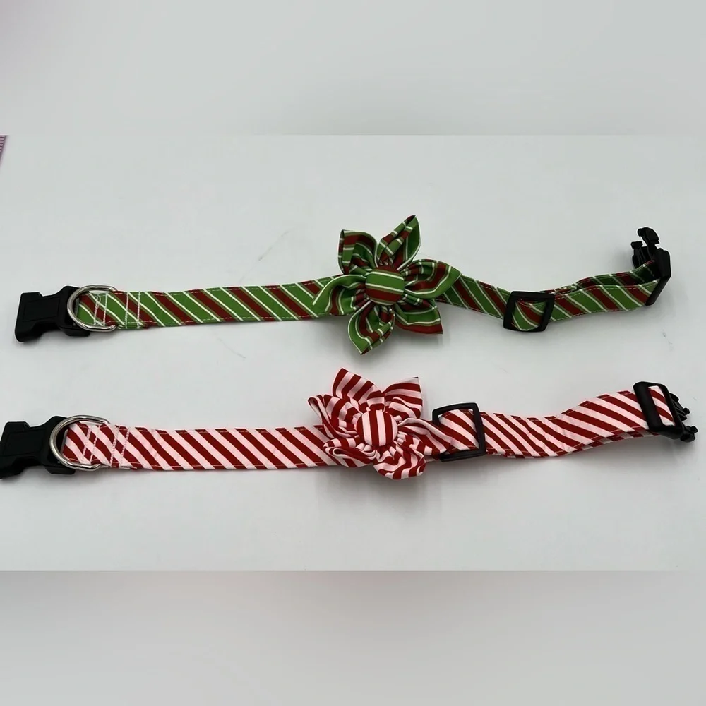 Malier Bandanas & Collar 2 Pack- Flower Red and Green Flower New